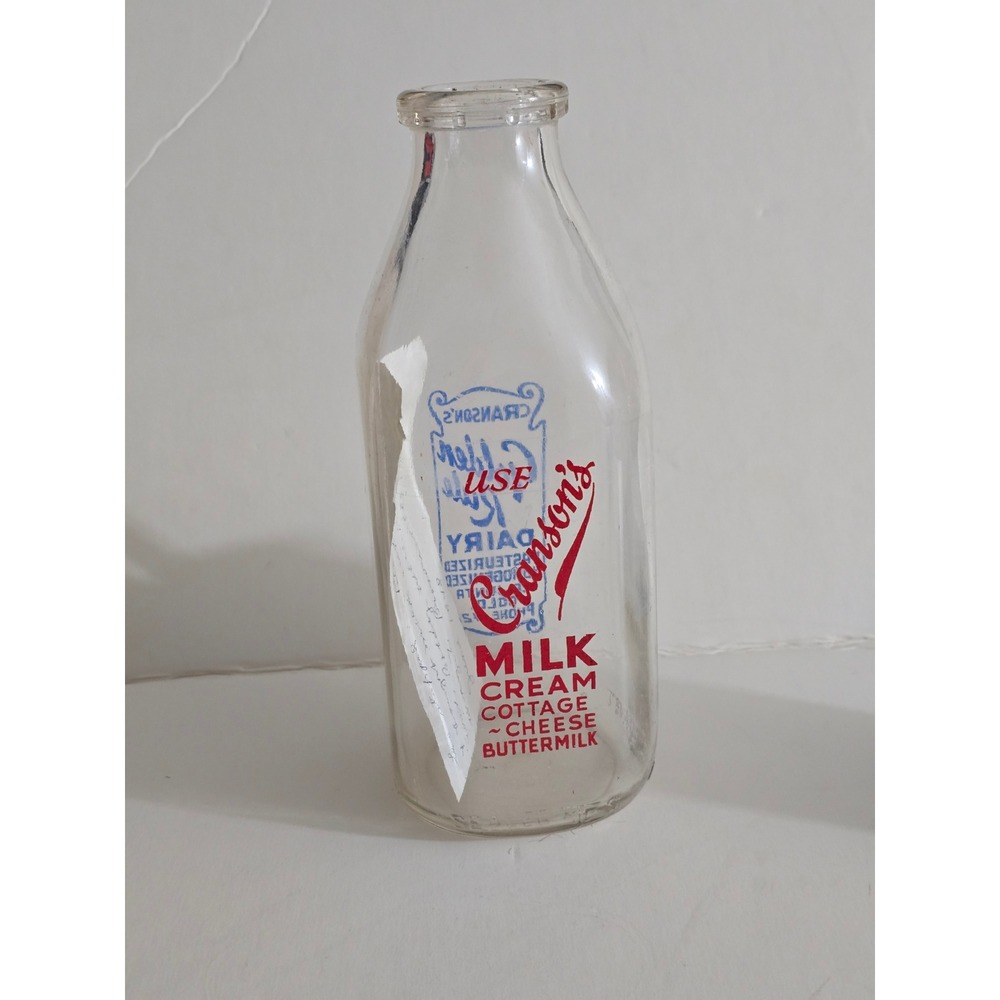 Vintage Cransons Golden Rule Dairy La Junta Colorado‎ One Quart Milk Bottle 1948
